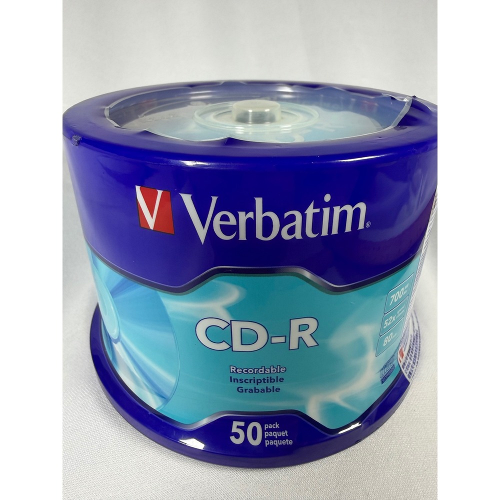 Verbatim CD-R 50 Pack Spindle 700MB 80Min‎ 52x Recordable Discs Blue Tech Retro